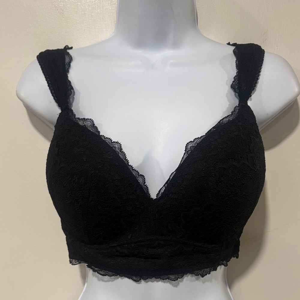Victoria’s Secret Black Dream Angels Padded No Wire Lace Bra Size 34DD